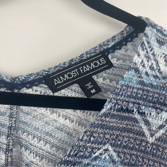 Almost Famous Fringed Crochet Crop Pancho Style Top Size Medium - Picture 2 of 4